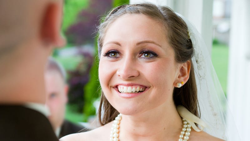 happy bride at traditional wedding