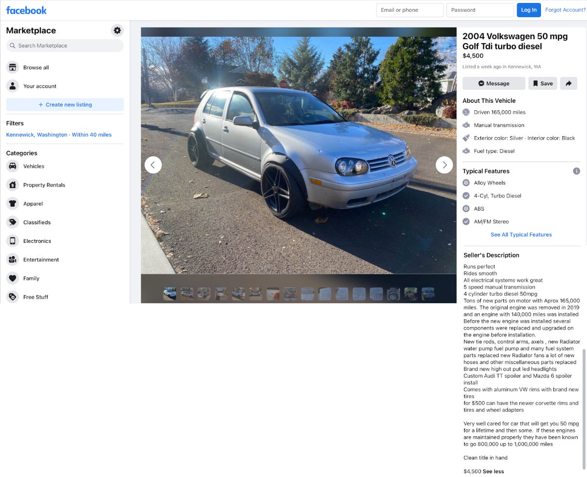 At $4,500, Could You Make This 2004 VW Golf TDI Your War Wagon?