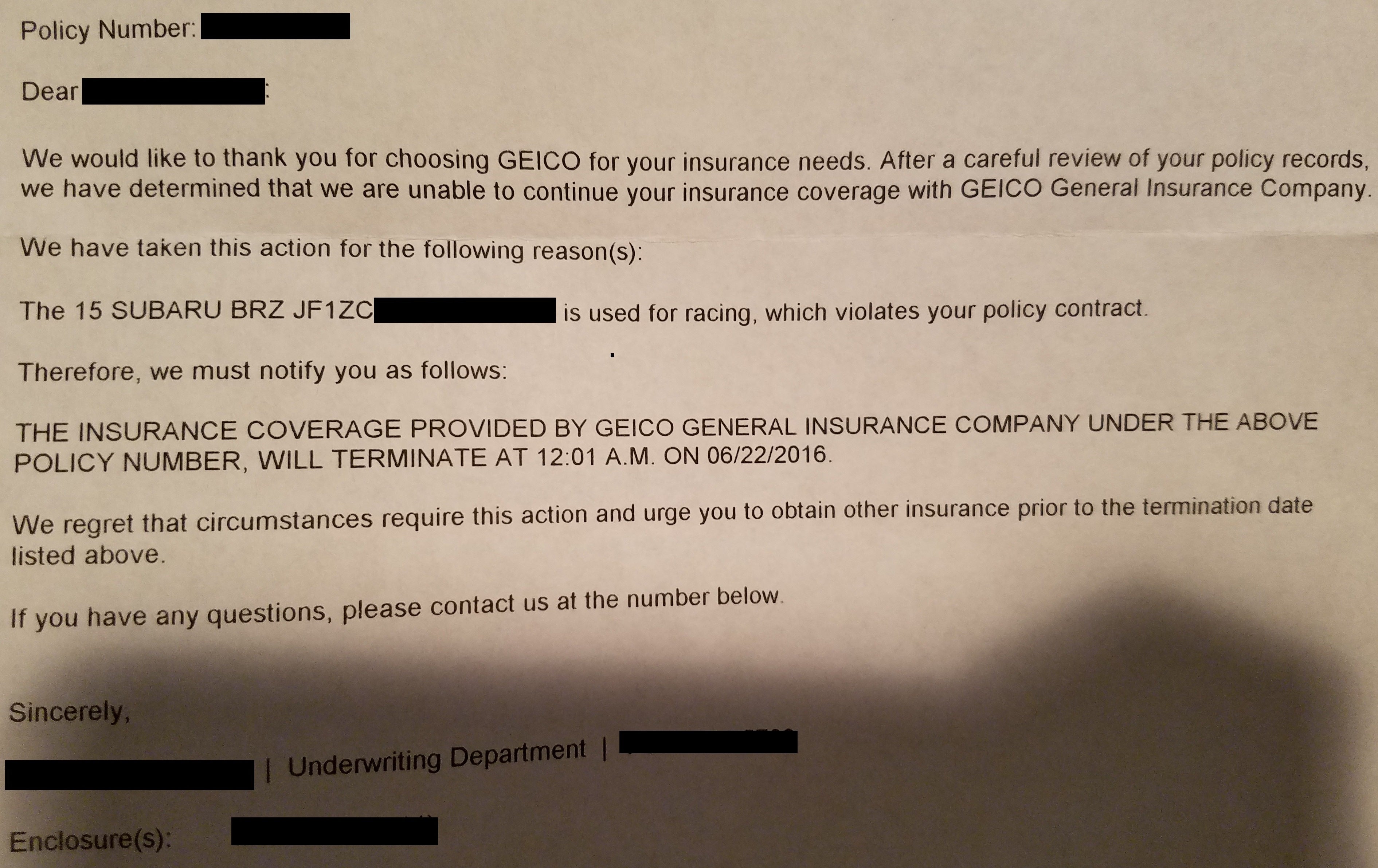 VWVortex.com - Geico Cancelling Policies If You Autocross