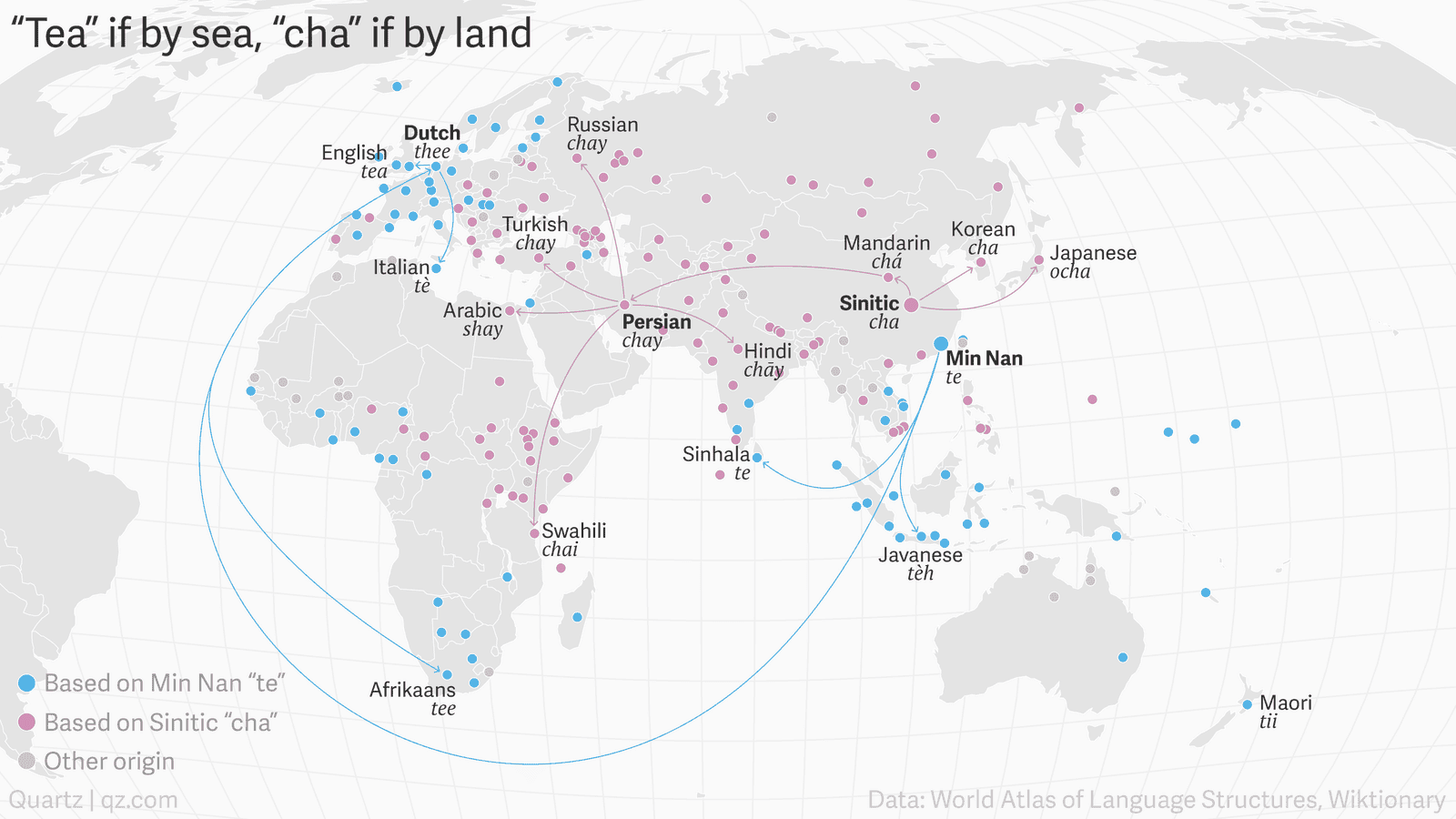 History Of The Word Tea How The Word Tea Spread Over Land And Sea Quartz