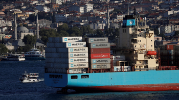 The Maersk Line container ship Maersk Batam sails in the Bosphorus, on its way to the Mediterranean Sea, in Istanbul, Turkey August 10, 2018.