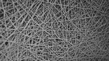 A close-up of the web-like structure created by nanospinning