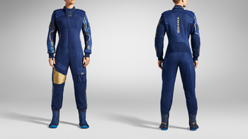 A model wears the Virgin Galactic/Under Armour space suit