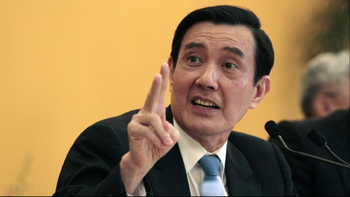 Taiwanese President Ma Ying-jeou speaks to during a press conference at the Shangri-la Hotel on Saturday, Nov. 7, 2015, in Singapore.