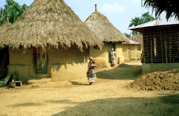 thatched huts in liberia