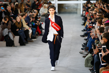A model wears a creation for Louis Vuitton Men&#039;s Fall Winter 2017-2018 fashion collection presented in Paris, Thursday, Jan.19, 2017. (AP Photo/Francois Mori)