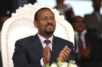 Ethiopia&#039;s newly elected prime minister Abiy Ahmed attends a rally during his visit to Ambo in the Oromiya region, Ethiopia April 11, 2018.