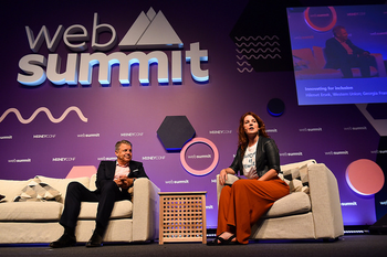 Western Union CEO on stage at Web Summit