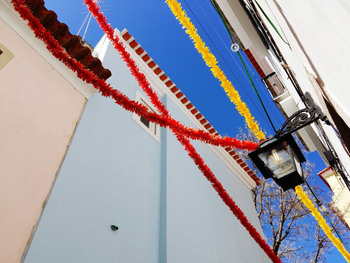 Decorations in Lisbon, Portugal&#039;s historical Alfama district.