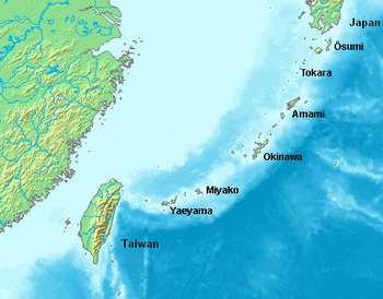 Okinawa sits across from China&#039;s coast.
