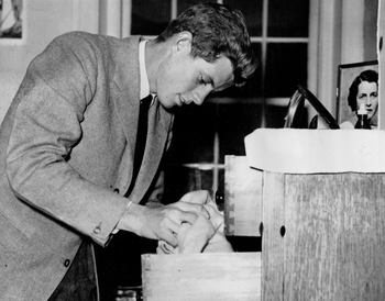 John F. Kennedy, in his junior year at Harvard University, is shown at Harvard&#039;s Winthrop House in Cambridge, Ma., Jan. 24, 1939.