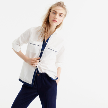 J.Crew cotton pajama top with grosgrain piping