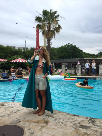 Girl in her bikini at a pool party