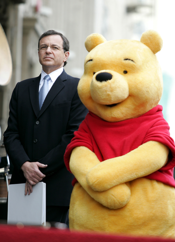 Winnie-the-Pooh with Bob Iger, executive chairman and former CEO of the Walt Disney Corporation.
