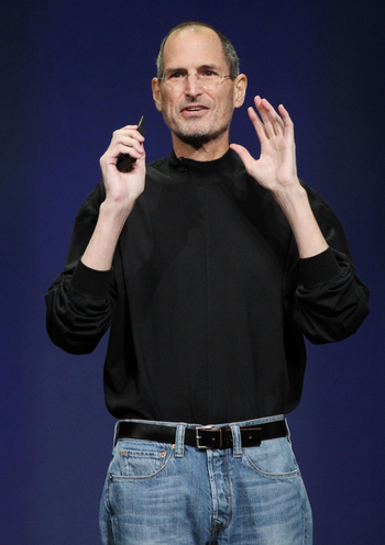 Apple Inc. CEO Steve Jobs introduces the iPad 2 on stage during an Apple event in San Francisco, California March 2, 2011. Jobs took the stage to a standing ovation on Wednesday, returning to the spotlight after a brief medical absence to unveil the second version of the iPad.