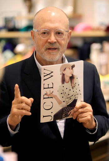 This Aug. 8, 2012 photo shows J. Crew CEO Millard &quot;Mickey&quot; Drexler at a J. Crew store in New York. Under his leadership, J. Crew has carved out a place in the fashion hierarchy thats just between trendsetter and accessible, and Drexler seems to like living in that space.