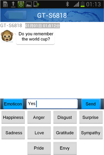 The odor emoticon chat interface.