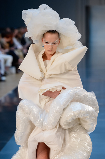 A model walks the runway during the Maison Margiela show as part of Paris Fashion Week Haute Couture Fall/Winter 2015/2016 on July 8, 2015 in Paris, France.