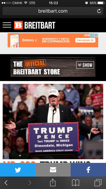 An ad served by Google&#039;s AdSense on Breitbart.