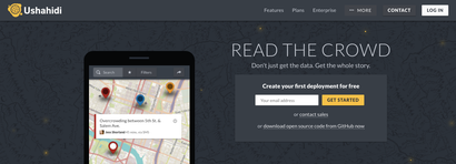 Front page of Ushahidi's website