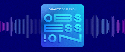 Quartz Obsession Podcast logo with sound waves passing behind it