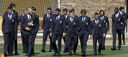 Italian national soccer team players in dolce and gabbana suits