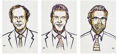 Sketches of the headshots of the winners of the Nobel Prize in medicine
