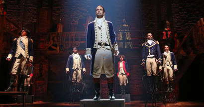 Hamilton actors perform the musical theater production on Broadway
