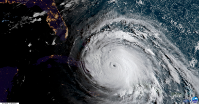 Satellite image of Hurricane Irma on Sept. 8, 2017.