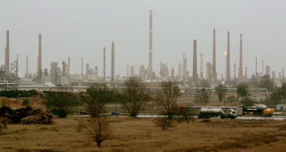 A general view shows the PCK Raffinerie refinery in the eastern German town of Schwedt.