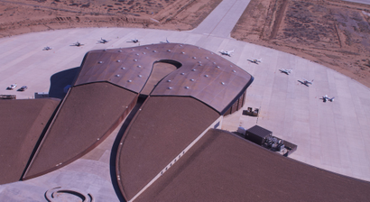 An aerial view of Spaceport America