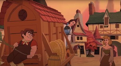 Belle on a wagon from Disney's 1991 animated musical "Beauty and the Beast"