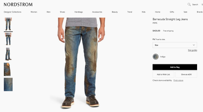 A screenshot of the PRPS jeans on Nordstrom's site