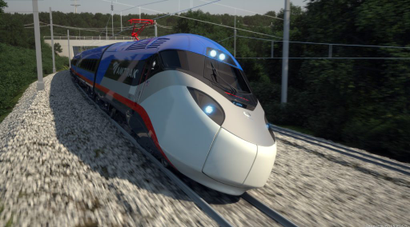 A rendering of the next generation Acela trains