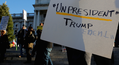 People protest against U.S. President-elect Donald Trump