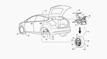 Sketch of Ford's patent application for a detachable motor-unicycle