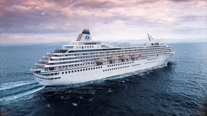 The Crystal Symphony cruise ship is pictured at sea.