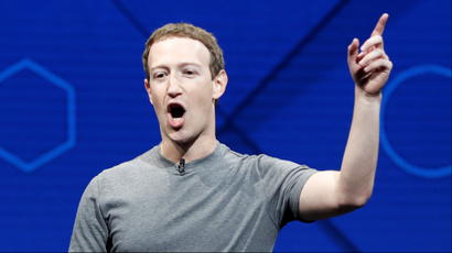 Facebook Founder and CEO Mark Zuckerberg speaks on stage during the annual Facebook F8 developers conference in San Jose, California