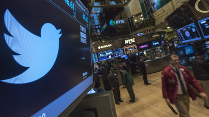 Twitter's logo at the New York Stock Exchange