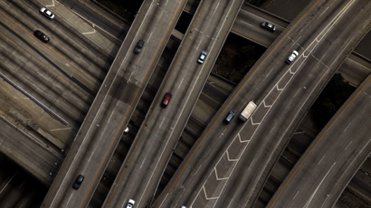 The 10/110 freeway interchange is seen in Los Angeles, California July 16, 2011.