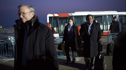 Schmidt and Richardson arrive at Pyongyang International Airport