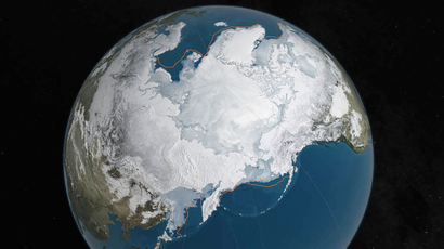 A NASA illustration shows Arctic sea ice melted