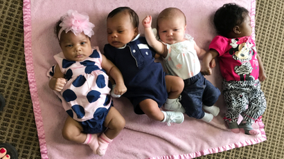 Babies are pictured together as their mothers participate in the group pregnancy session to learn from the medical staff and each other about everything from nutrition to postpartum depression in Bay Minette, Alabama, U.S. on June 22, 2017.
