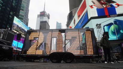 The '2021' numerals that will be placed atop a building for New Year's eve in Times Square.