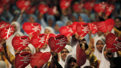 Muslim women at an anti-Valentine's Day Campaign outside Kuala Lumpur in 2011.