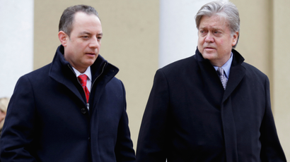 Advisor to President-elect Donald Trump Steve Bannon (R) and incoming White House Chief of Staff Reince Priebus