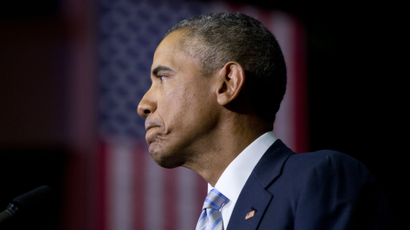 President Barack Obama pauses as he speaks about the France newspaper attack, Friday, Jan. 9, 2015, at Pellissippi State Community College. The president said he is hopeful that the immediate threat posed by terrorists in Paris has been now resolved. He says the situation remains fluid and that the French government continues to face the threat of terrorism. (AP Photo/Carolyn Kaster)