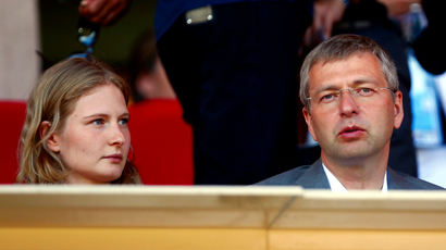 AS Monaco's President Dmitri Rybolovlev (R) and his daughter Ekaterina Rybolovleva attend the French Ligue 1 soccer match between AS Monaco and Lorient at Louis II stadium in Monaco September 15, 2013.