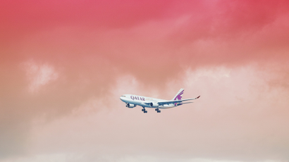 Qatar plane in the sky