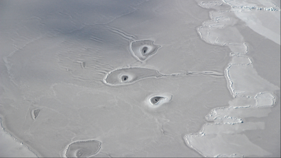 Image of circles in Arctic sea ice.